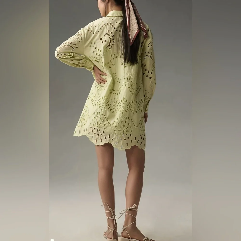 ANTHROPOLOGIE CUT OUT MINI SHIRT DRESS WITH LINING NWT SIZE SMALL - Picture 7 of 7